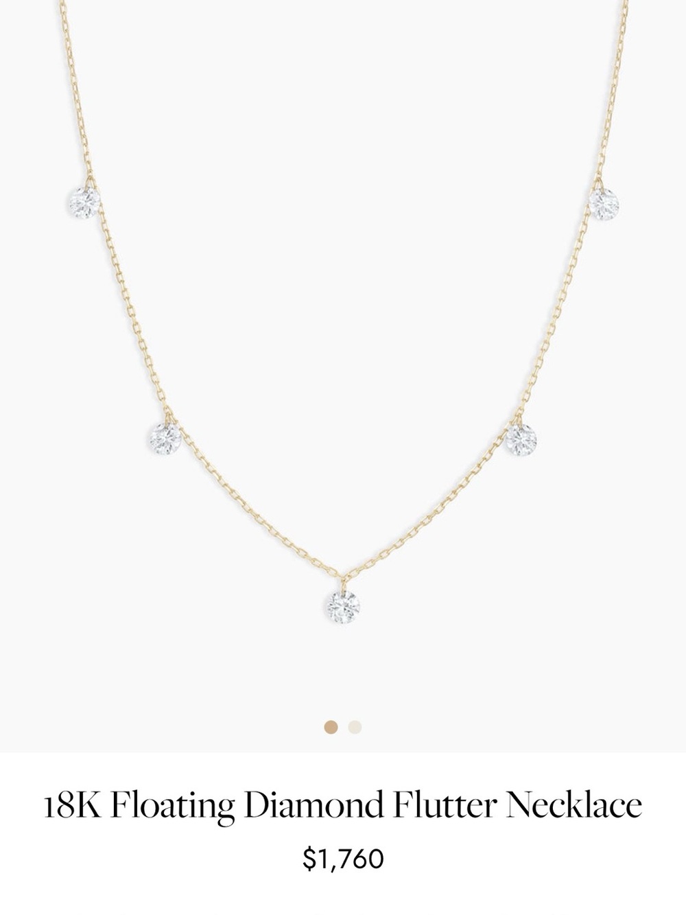 18K Gold Floating Diamond Flutter Necklace - Gold